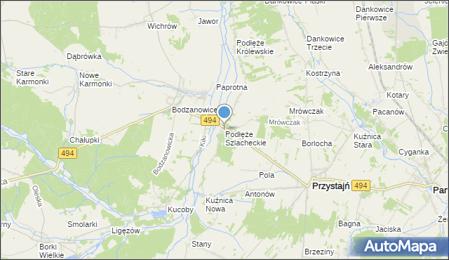 mapa Podłęże Szlacheckie, Podłęże Szlacheckie na mapie Targeo